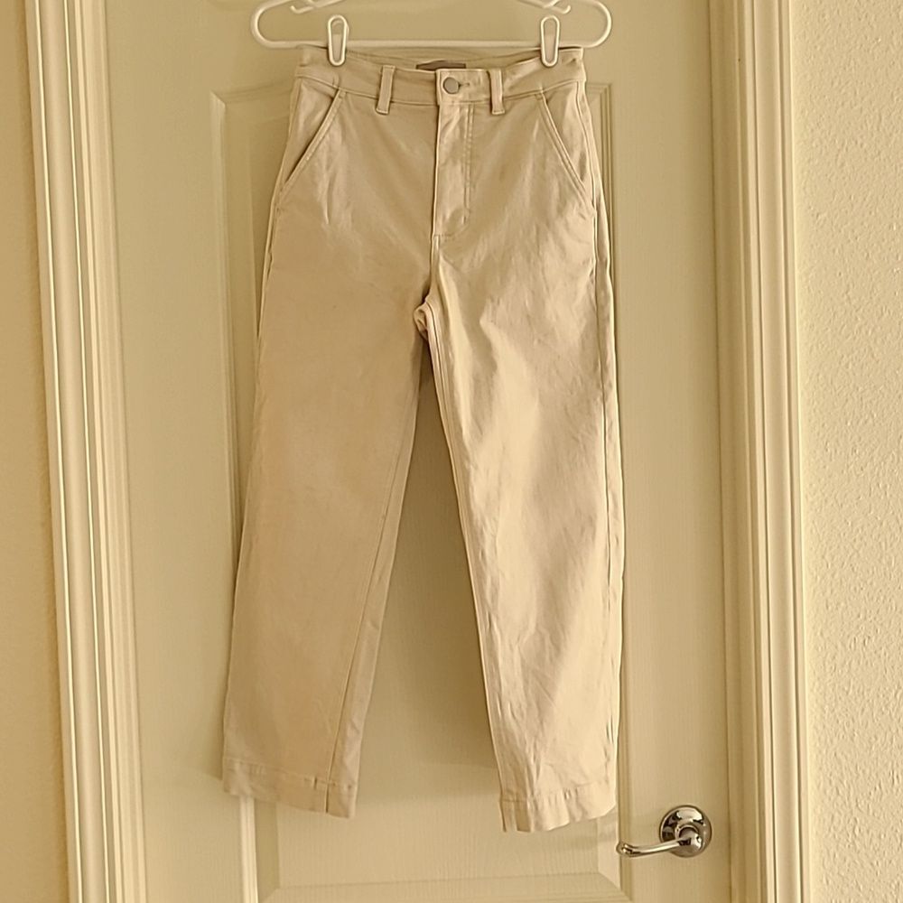 Everlane Cropped Straight Regular Sandstone Jeans Pants 2 Cotton Women's Cream